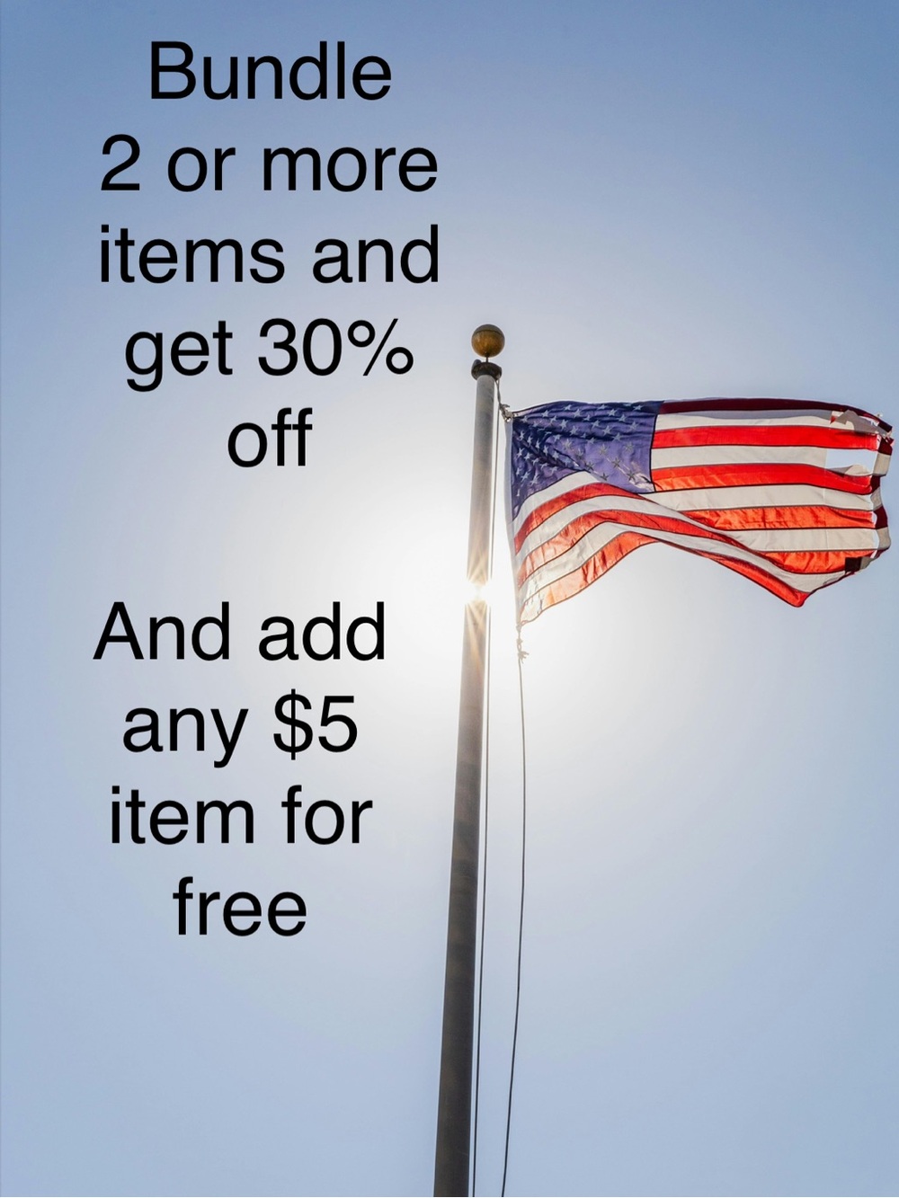 American Flag on Pole - Red, White & Blue